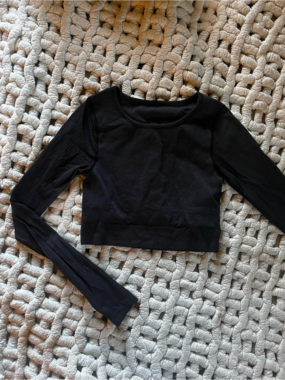 lululemon athletica Black Ribbed Long-Sleeve Cropped Tee